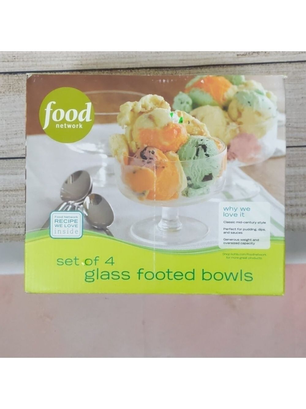 FOOD network set of 4 footed bowls